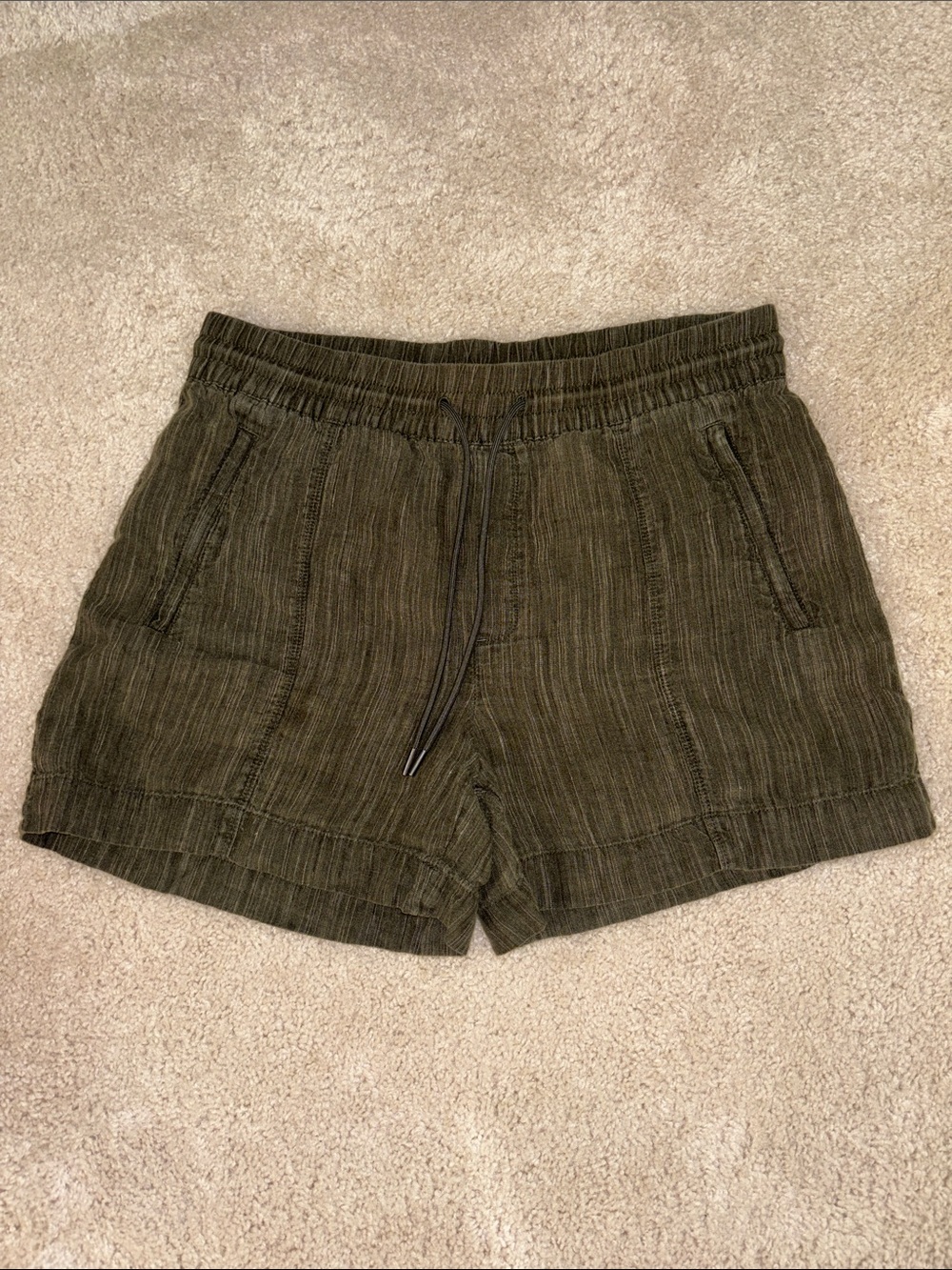 Athleta Olive Green Linen Shorts